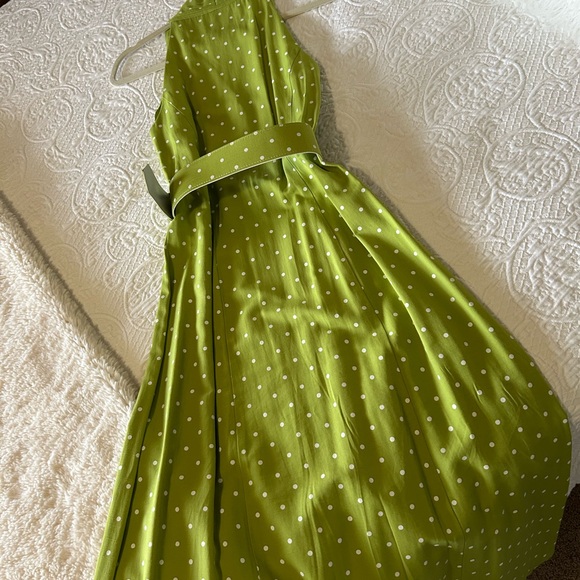 Coldwater Creek Lime Green Polka Dot Dress - Picture 6 of 10